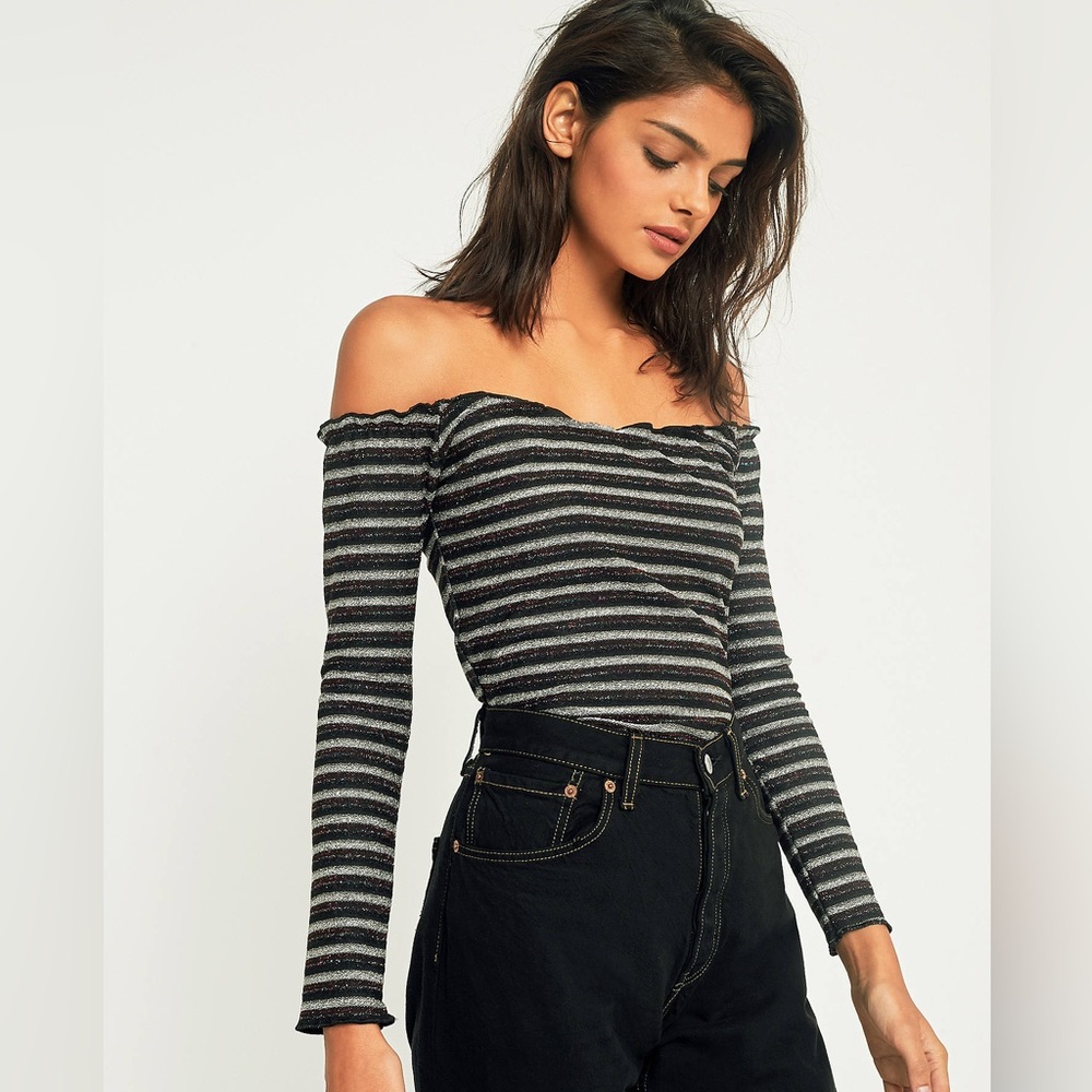 Urban outfitters off the shoulder striped top